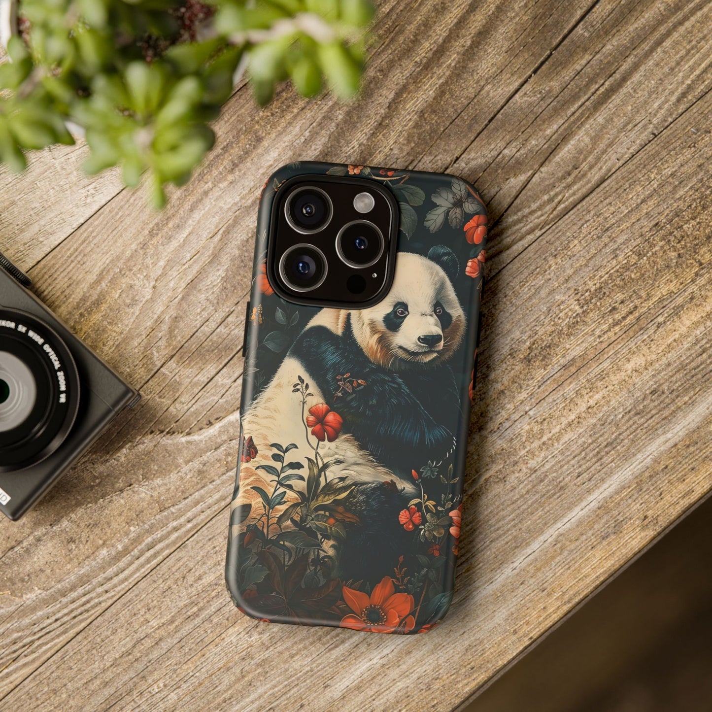 Panda Phone Case, Floral Design Phone Cover, Cute Panda Gift, Nature-Inspired Case, Animal Lover Accessory