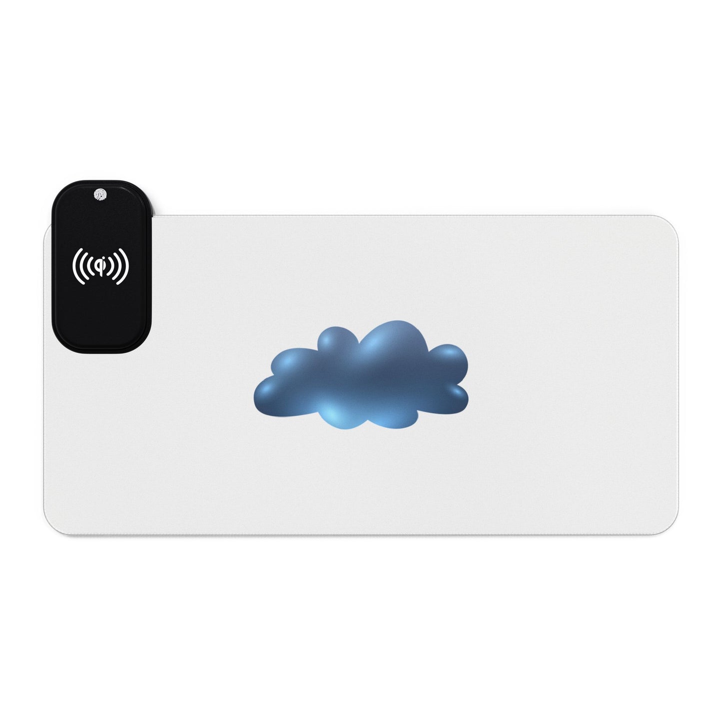 Cloud Illustration - Light Blue - LED Gaming Mouse Pad with Wireless Charging - Perfect for Gamers, Office Setup, Birthday Gifts, Tech Lovers, Modern Workspace