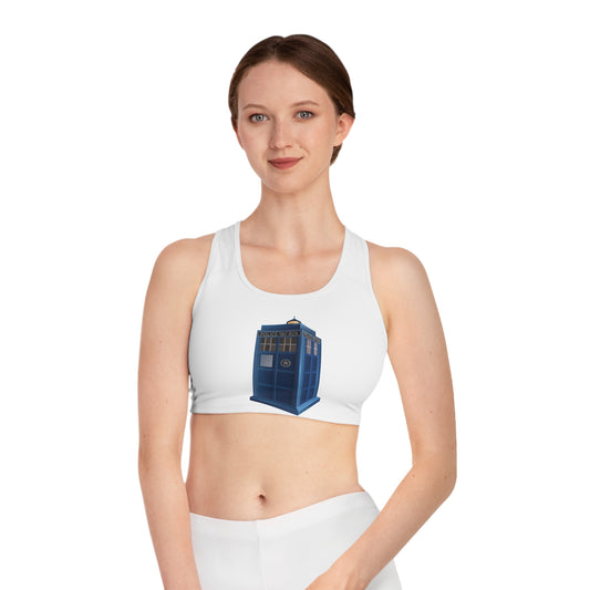 Sports Bra – Comfortable Activewear for Fans - British Police Public Call Box - Iconic TARDIS Design