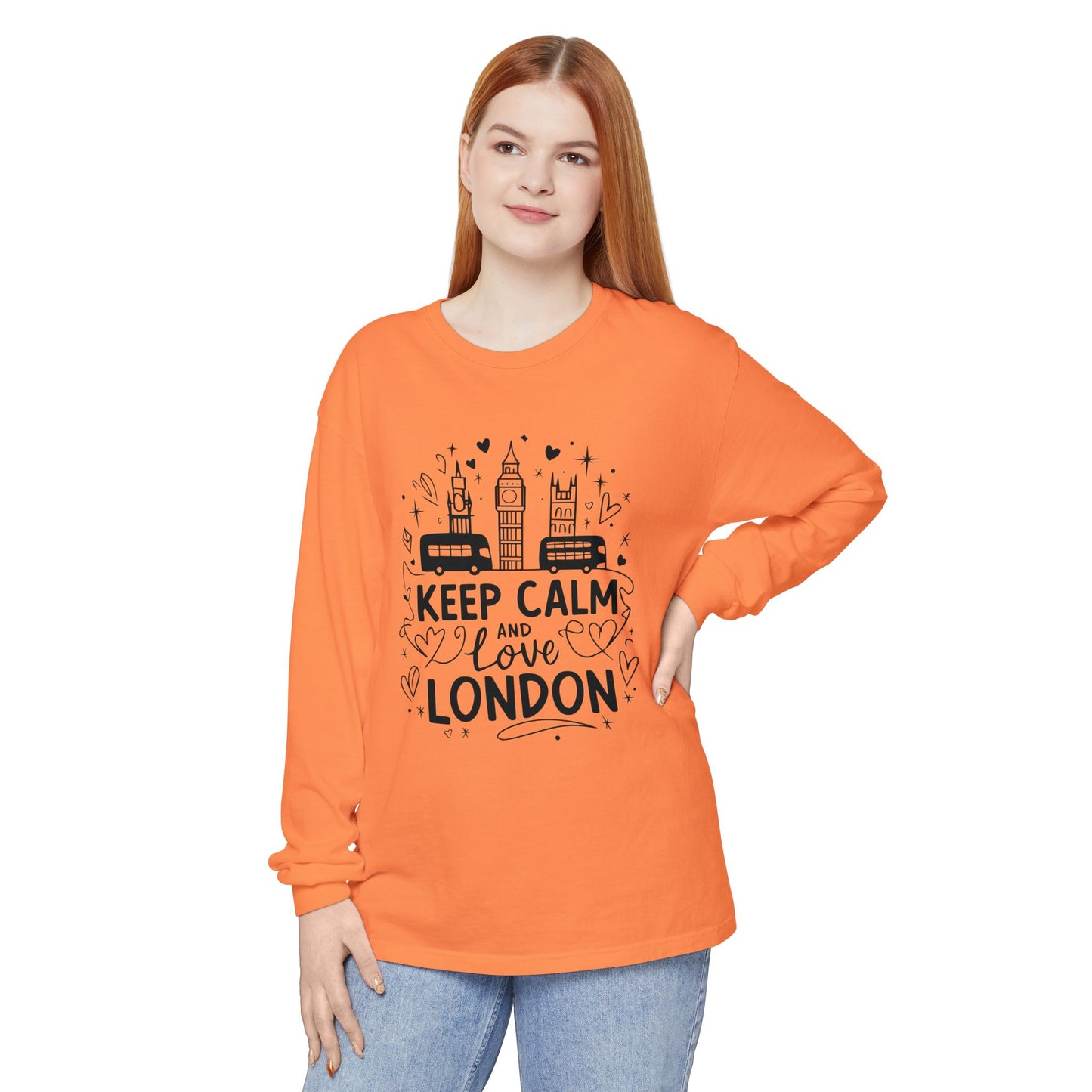 Unisex Garment-dyed Long Sleeve T-Shirt - Keep calm and love London