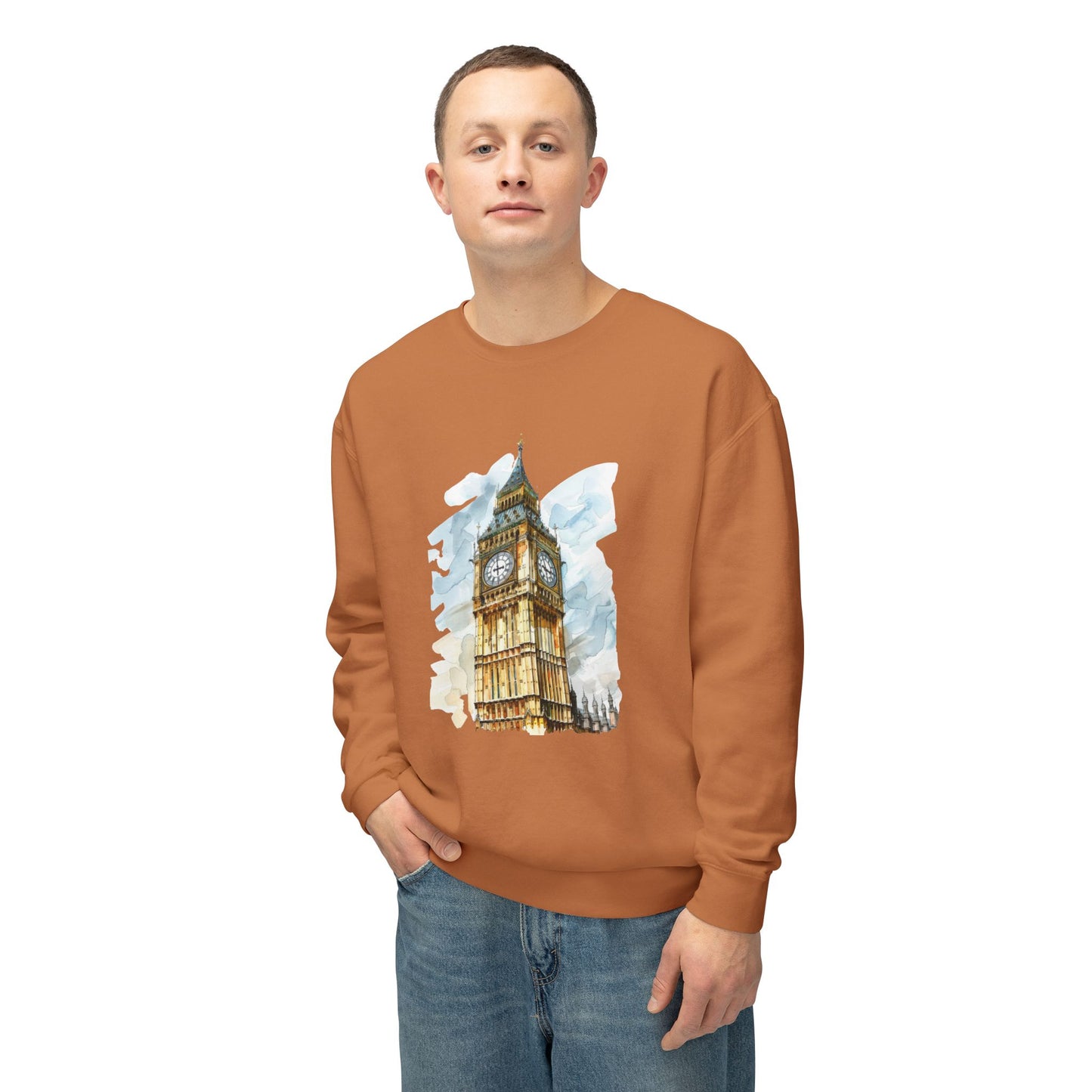 Unisex Lightweight Crewneck Sweatshirt Relaxed - Iconic Big Ben Clock Tower