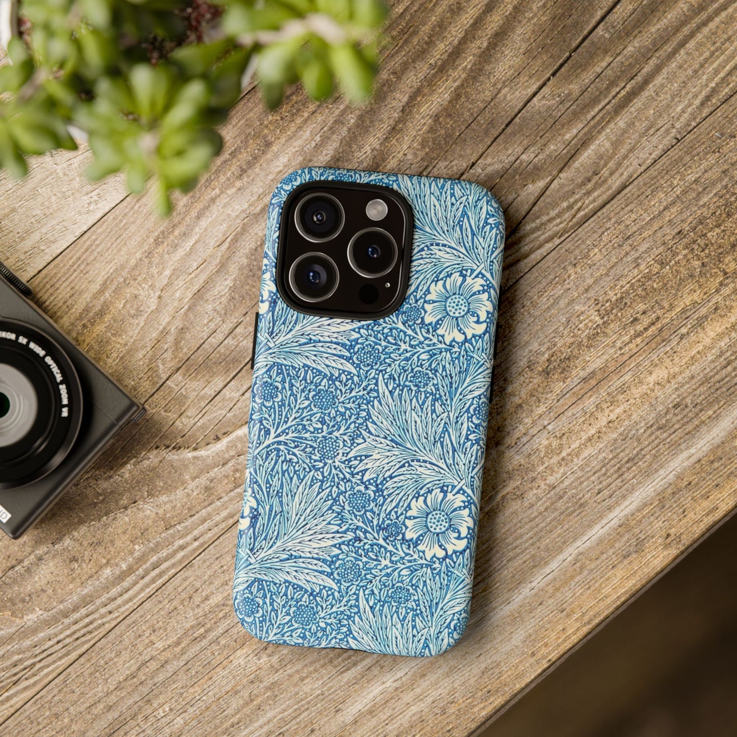 Stylish Phone Case, Tough Floral Phone Cover, Fashionable Tech Accessory, Gift for Her, Blue Flower Design