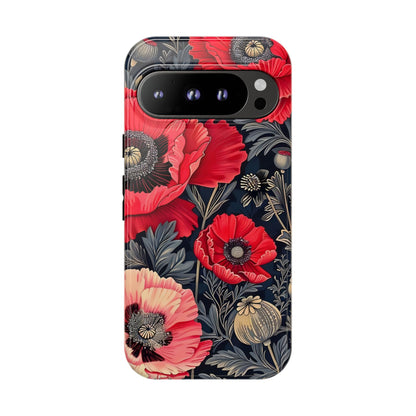 Floral Phone Case with Artistic Poppies, Tough Cases, Flower Design, Nature Lover Gift, Customizable Mobile Cover, Stylish Phone Accessories