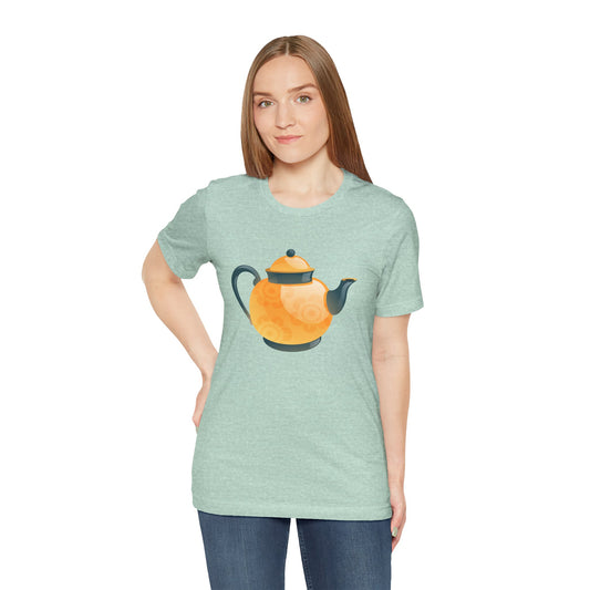 Unisex Jersey Short Sleeve Tee - Classic British Tea Kettle - Timeless Elegance in Tea Time