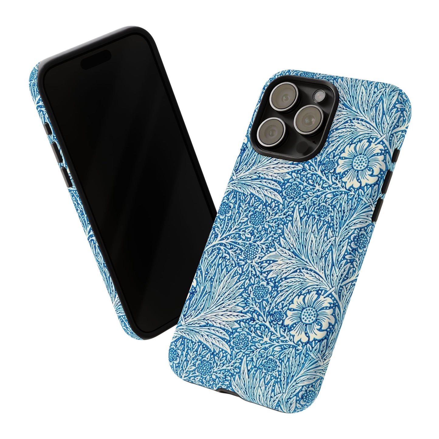 Stylish Phone Case, Tough Floral Phone Cover, Fashionable Tech Accessory, Gift for Her, Blue Flower Design