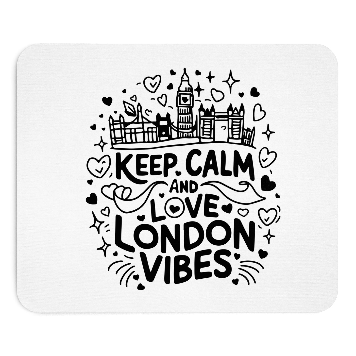 Keep Calm & Love London Vibes Mouse Pad, Office Decor, Gift for London Lovers, Computer Accessory, Home Office Essentials