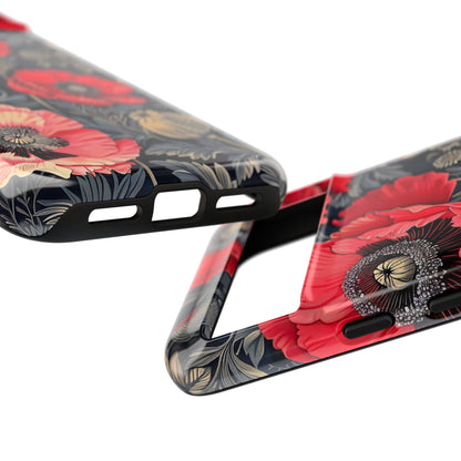 Floral Phone Case with Artistic Poppies, Tough Cases, Flower Design, Nature Lover Gift, Customizable Mobile Cover, Stylish Phone Accessories