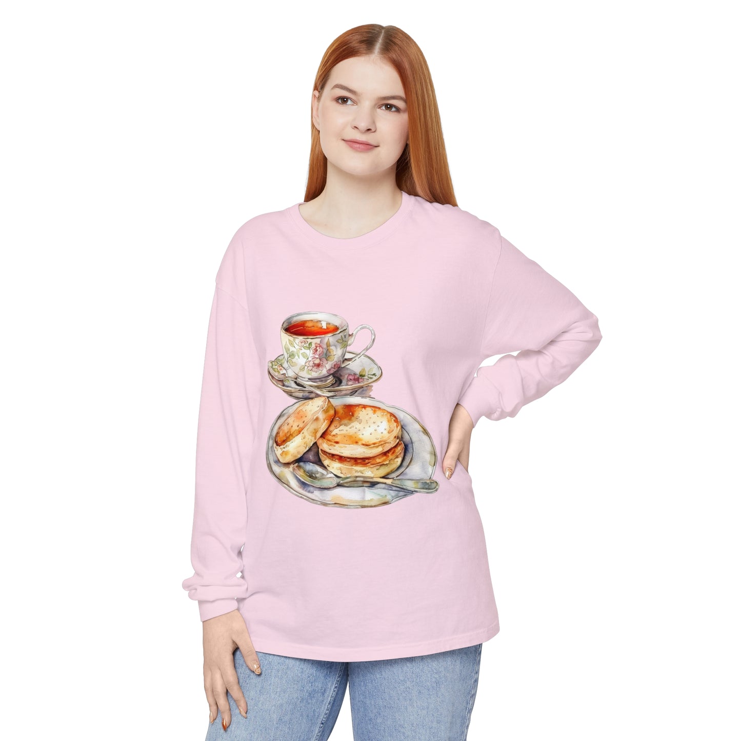 Unisex Garment-dyed Long Sleeve T-Shirt - The British Table - A Feast of National Favorites