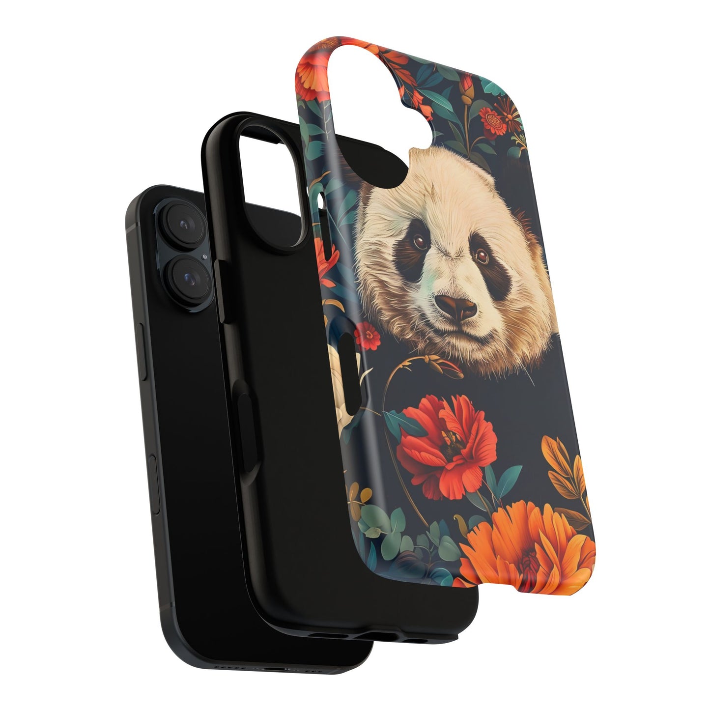 Panda Floral Phone Case, Tough Cases, Cute Animal Case, Floral Design, Gifts for Animal Lovers, Phone Accessories