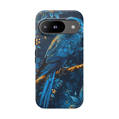 Tough Cases - Vibrant Blue Parrot Phone Case, Tropical Bird Phone Cover, Nature Lover Gift, Eco-Friendly Accessories, Unique Wildlife Decor