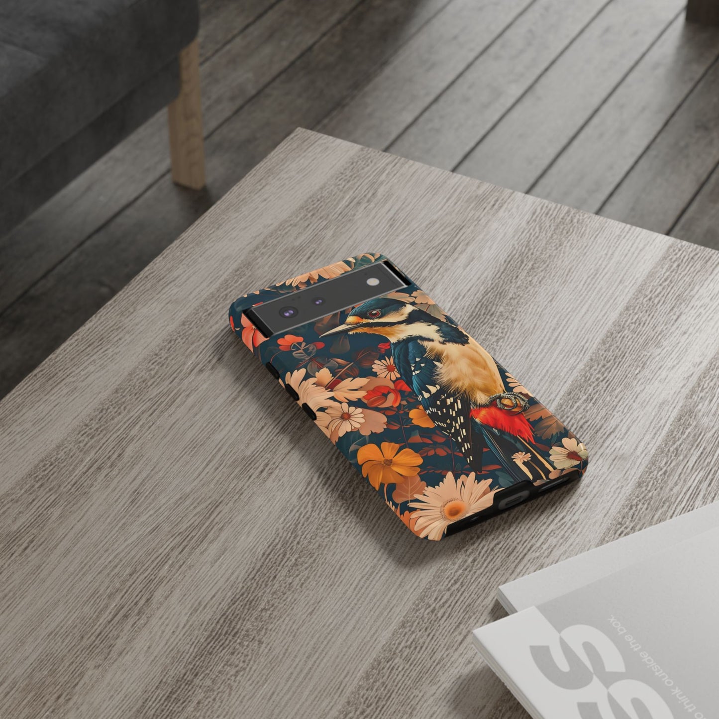 Artistic Bird Phone Case, Unique Tough Cases for Nature Lovers, Floral Design, Cute Gift, Customized Phone Accessories
