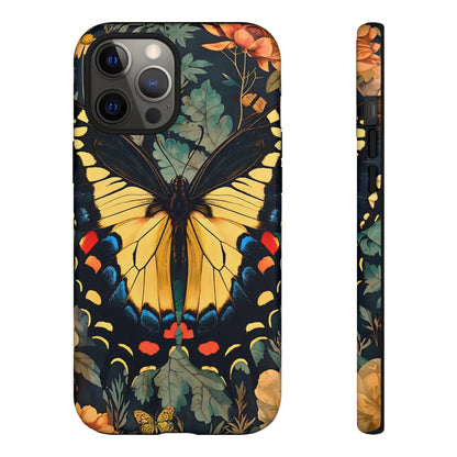 Butterfly Floral Phone Case, Art-inspire Tough Case, Gift for Nature Lovers, Butterfly Pattern Cover, Eco-Friendly Mobile Accessory