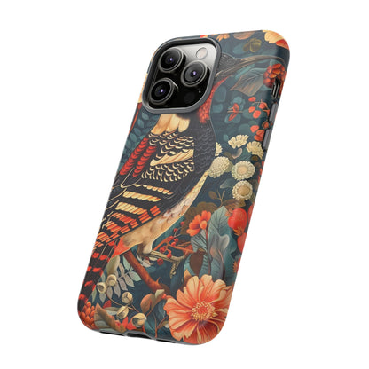 Nature-Inspired Phone Case with Floral Art, Tough Phone Cover, Protective Case, Gift for Nature Lovers, Unique Phone Accessory