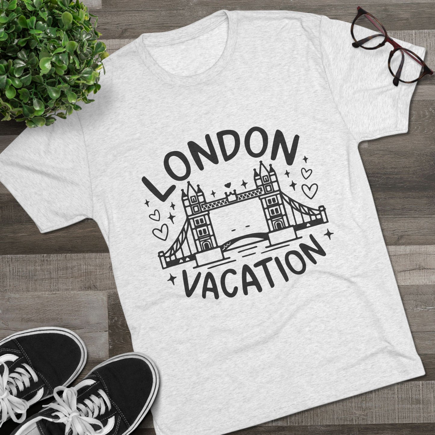 London Vacation Trendy Unisex Tri-Blend Crew Tee