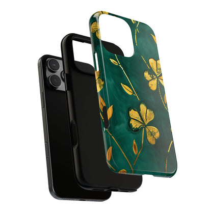 Floral Phone Case with Gold Accents, Tough Phone Cover, Stylish Phone Protector, Unique Gift for Her, Nature Lover Accessory