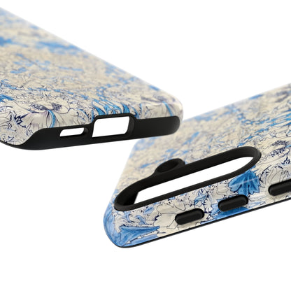 Elegant Floral Phone Case, Tough iPhone Cover, Stylish Mobile Protector, Blue Patterned Case, Unique Gift for Her