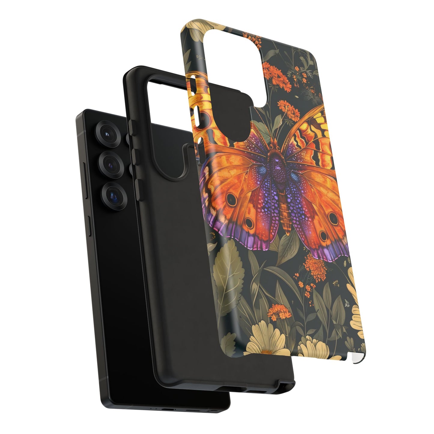 Butterfly Phone Case, Tough Cases for Nature Lovers, Vibrant Floral Design, Gift for Her, Cute Phone Accessories, Butterfly Artwork