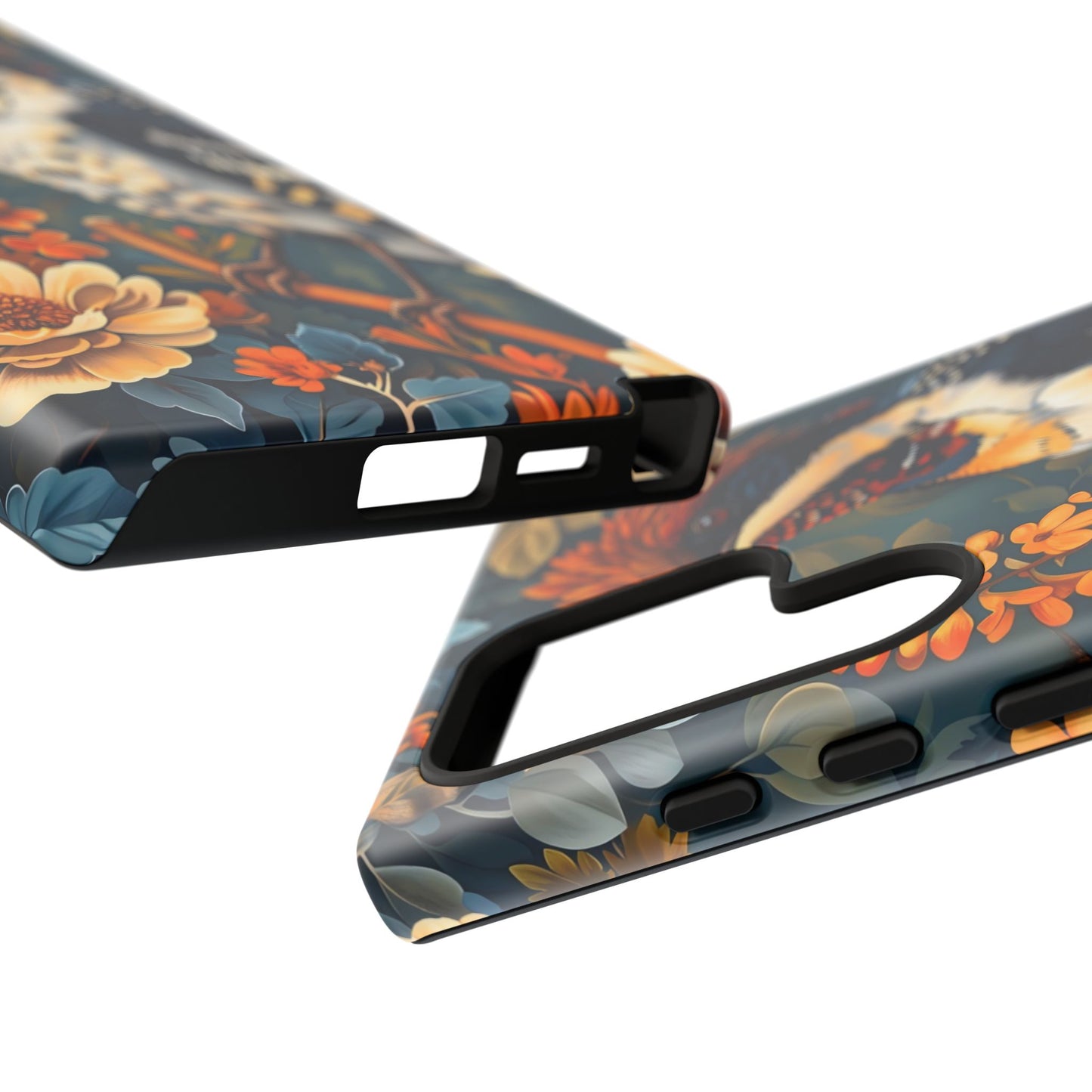 Tough Cases: Floral Bird Phone Case, Vintage Style Cover, Nature Lover Gift, Botanical Design, Spring Inspire Fashion