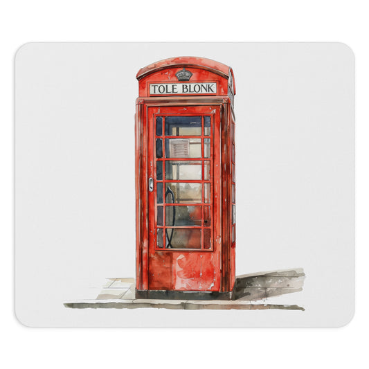 Red Telephone Box Mouse Pad, UK Decor, Office Accessory, Gift for Writers, Vintage Style, Home Office