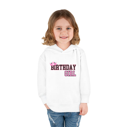 Toddler Birthday Girl Fleece Hoodie - Cute Crown Design