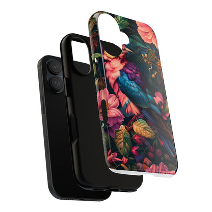 Tough Cases: Vibrant Tropical Bird Phone Case, Floral Smartphone Cover, Nature Lover Gift, Boho Phone Accessory, Cute Bird Case
