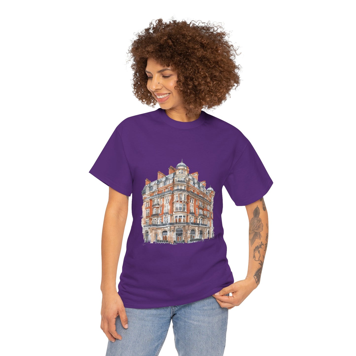 Unisex Heavy Cotton Tee - Classic British Architecture - Elegant Historic Building