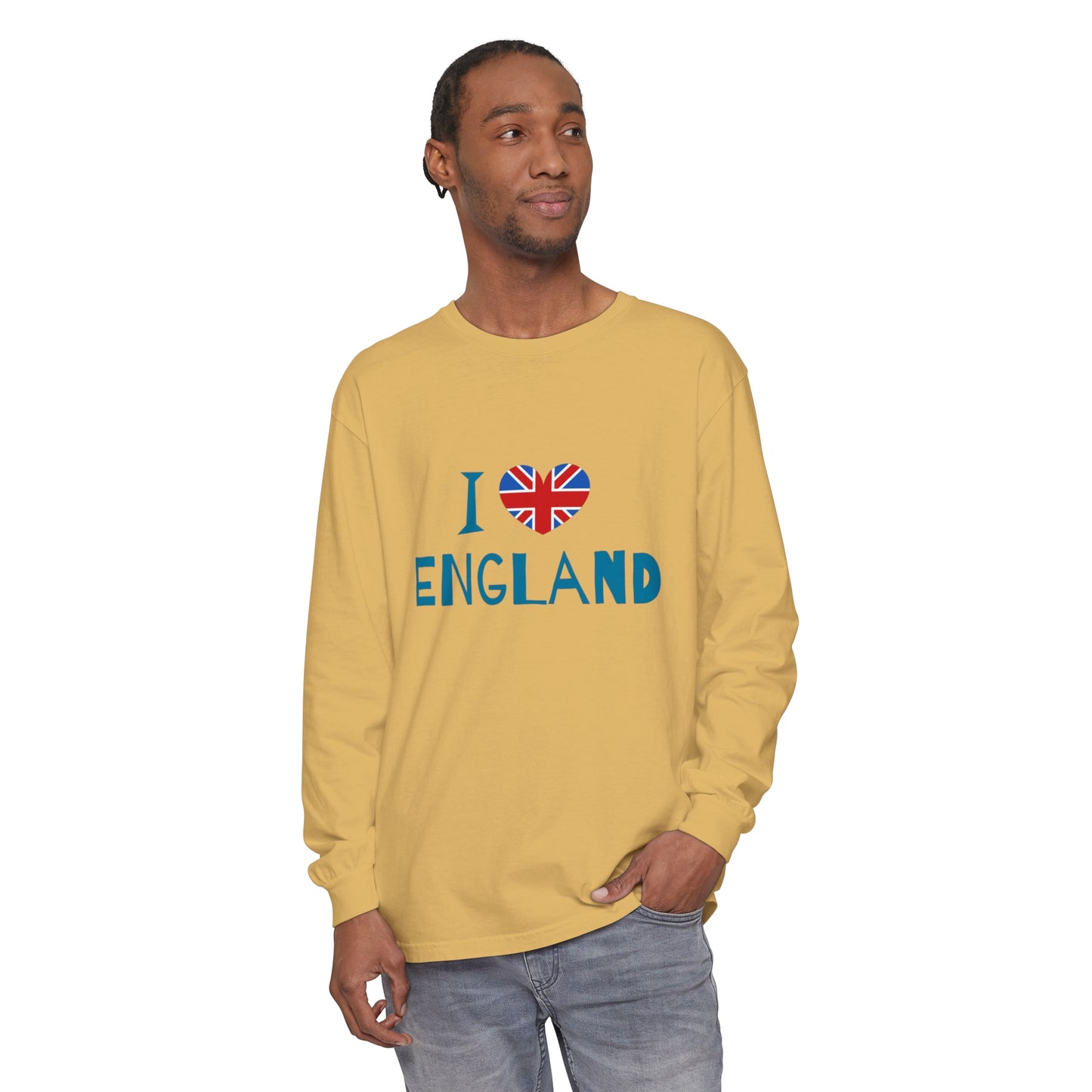 Unisex Garment-dyed Long Sleeve T-Shirt Relaxed - I love England