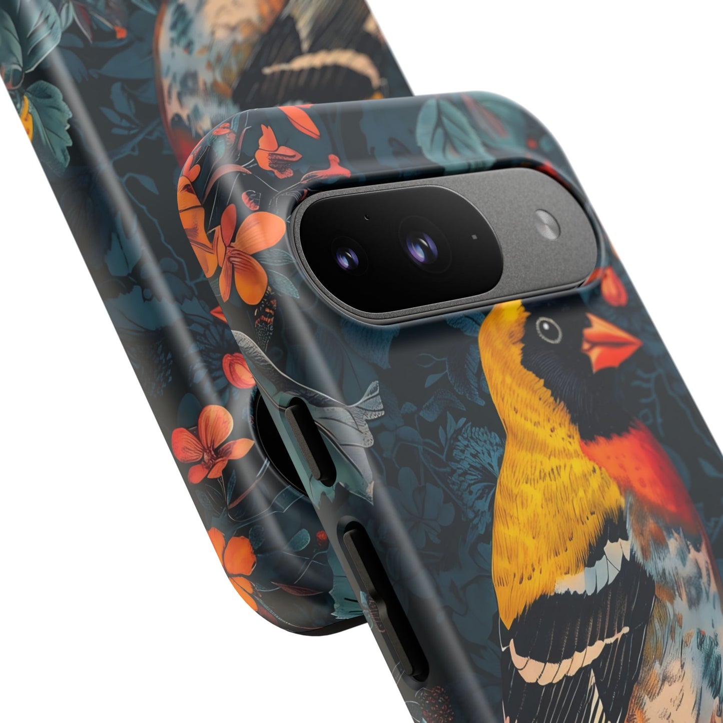Colorful Bird Phone Case, Floral Phone Cover, Tough Phone Protector, Nature Lover Gift, Botanical Case, Unique Mobile Accessory