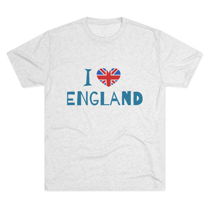I Love England - Union Jack Heart Trendy Unisex Tri-Blend Crew Tee