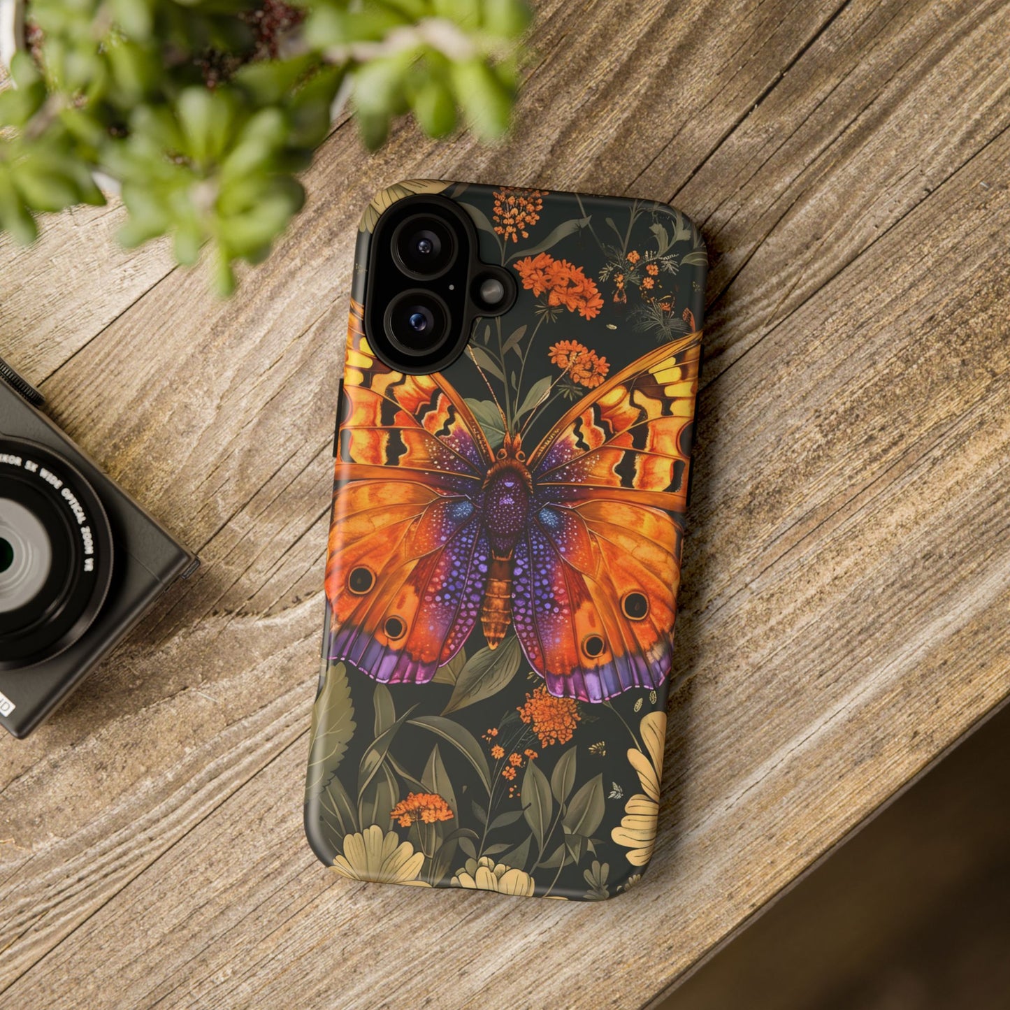 Butterfly Phone Case, Tough Cases for Nature Lovers, Vibrant Floral Design, Gift for Her, Cute Phone Accessories, Butterfly Artwork