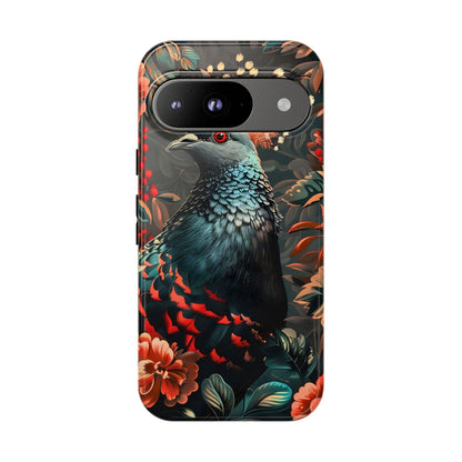 Floral Peacock Phone Case, Tough Cases, Artistic Phone Cover, Unique Gift, Nature Lover Accessory, Protective Case