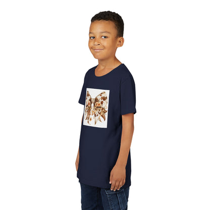 Youth Short Sleeve Tee - Western Cow Print Bow with Floral Accents Clipart - Cute Summer T-Shirt for Kids