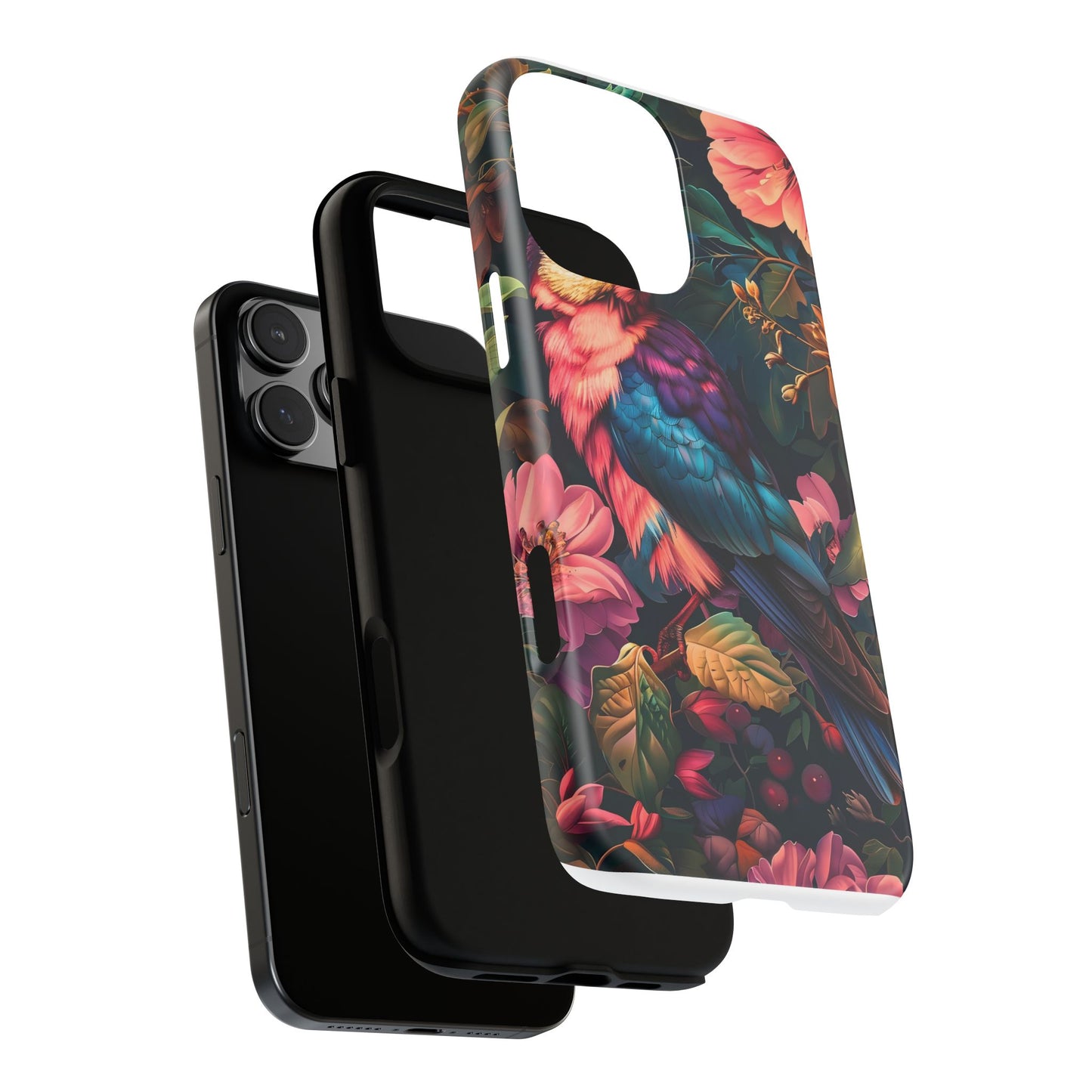 Tough Cases: Vibrant Tropical Bird Phone Case, Floral Smartphone Cover, Nature Lover Gift, Boho Phone Accessory, Cute Bird Case
