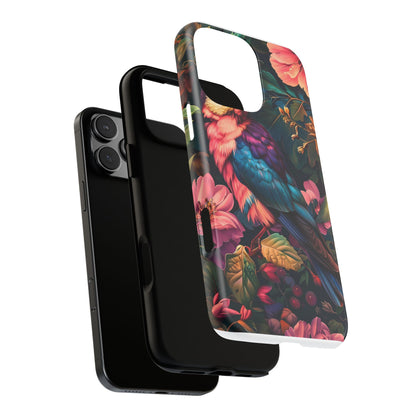 Tough Cases: Vibrant Tropical Bird Phone Case, Floral Smartphone Cover, Nature Lover Gift, Boho Phone Accessory, Cute Bird Case