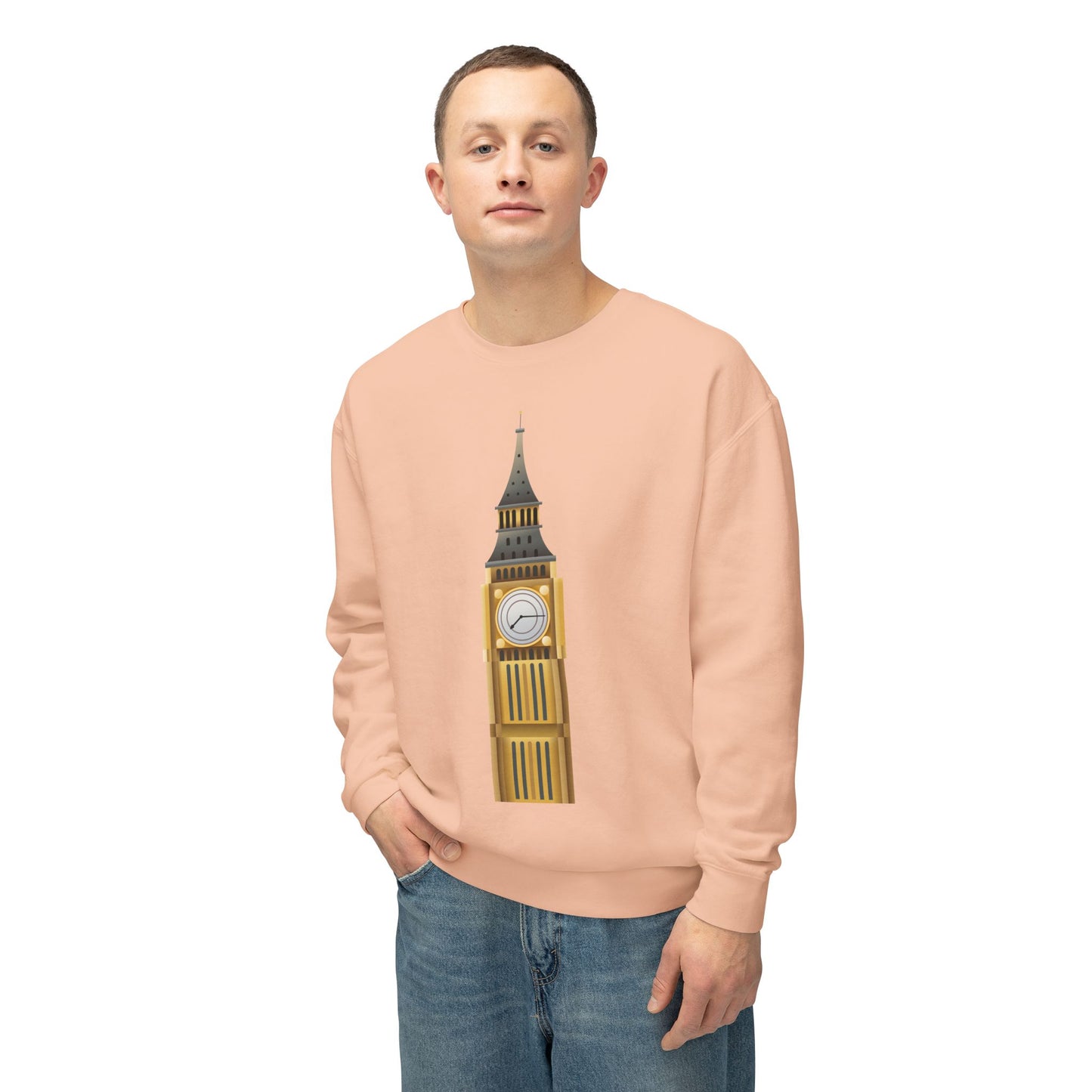 Unisex Lightweight Crewneck Sweatshirt - Iconic Big Ben Clock Tower Design