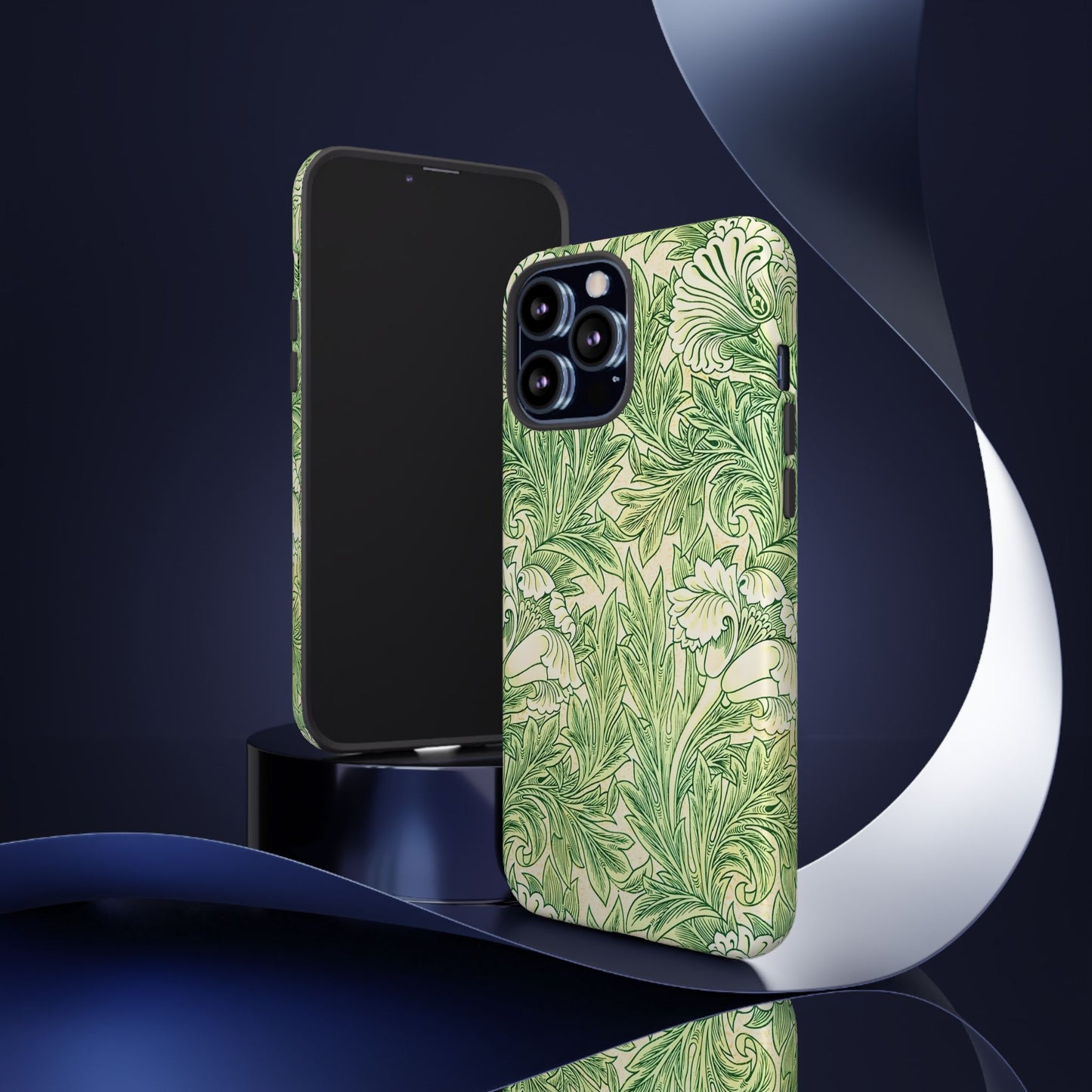 Green Floral Phone Case, Botanical iPhone Cover, Tough Phone Shell, Nature-inspired Gift, Eco-friendly Tech Accessory
