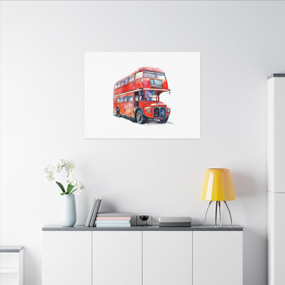 London Red Double-Decker Bus Art Canvas Print, Wall Decor for Travel Lovers, Home Office Gift, Unique Artwork for All Occasions