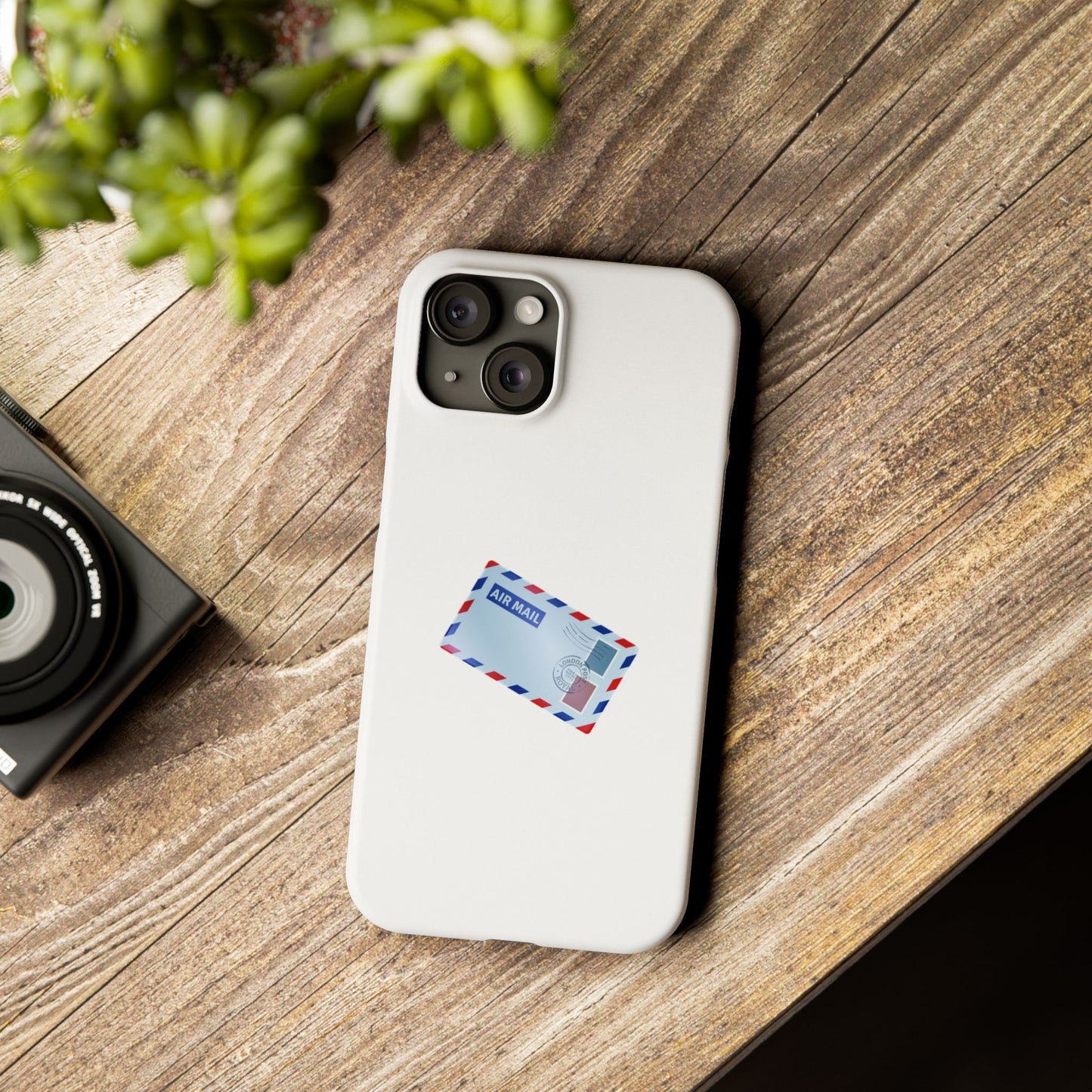 Vintage Air Mail Slim Phone Cases, Cute Phone Cover, Gift for Travelers, Retro Aesthetic, Postage Design
