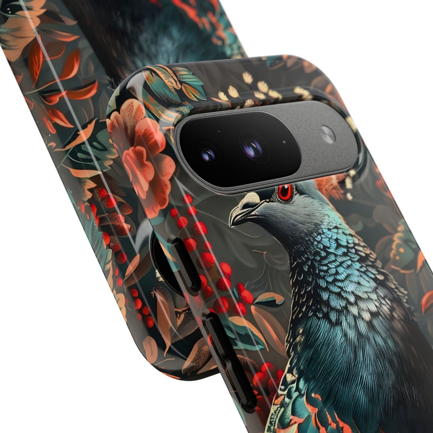Floral Peacock Phone Case, Tough Cases, Artistic Phone Cover, Unique Gift, Nature Lover Accessory, Protective Case