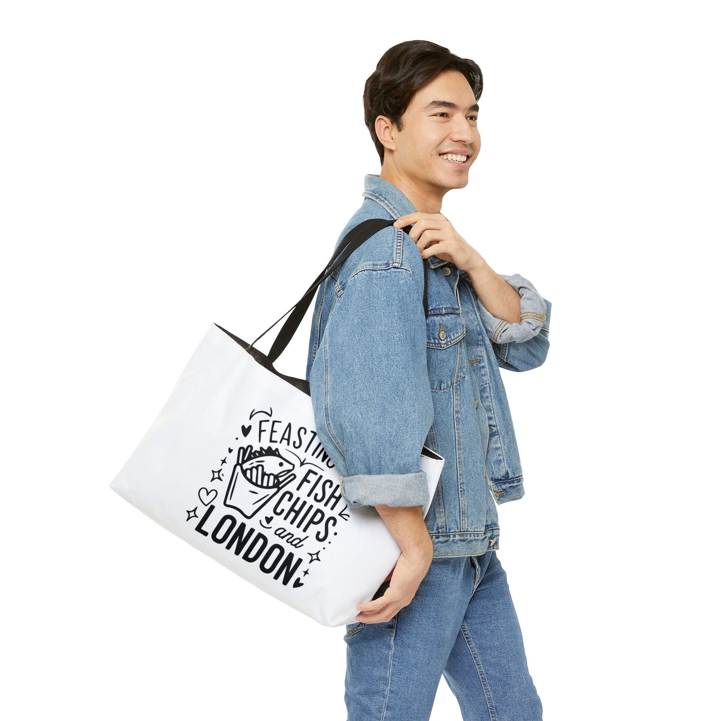 Feasting on Fish and Chips London Tote Bag - Perfect for Travel, Beach, Grocery, Gift, Picnic