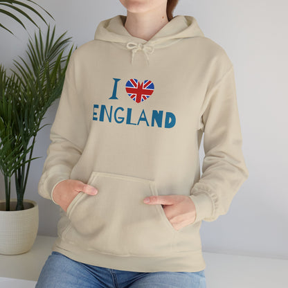Unisex Heavy Blend™ Hooded Sweatshirt - I Love England - Union Jack Heart Design
