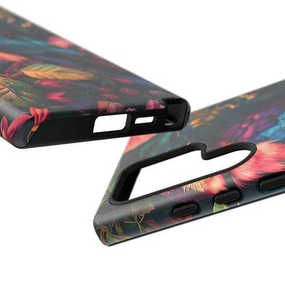 Vibrant Phone Case, Tropical Bird Design, Tough Phone Cover, Floral Tech Accessory, Gift for Nature Lovers