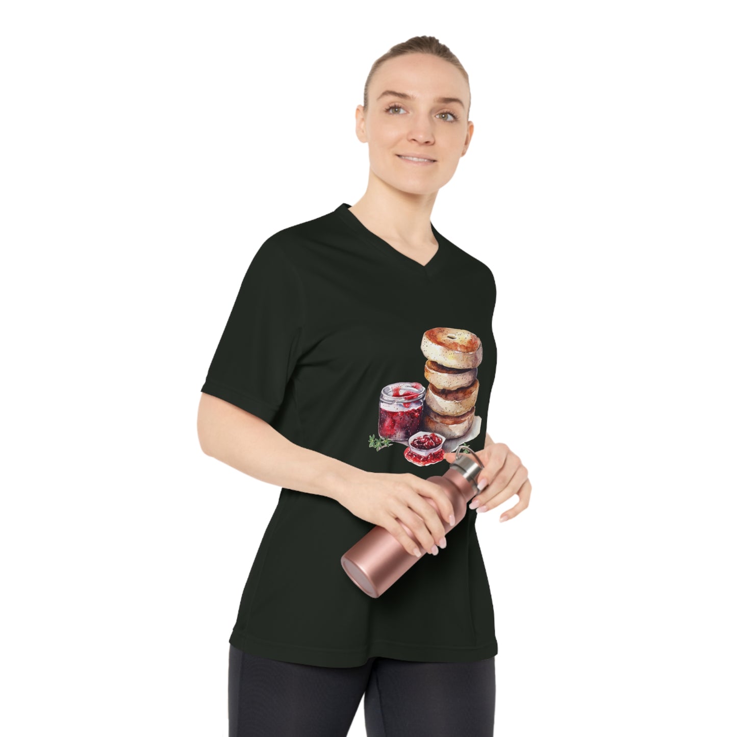 Women’s Performance V-Neck T-Shirt - Watercolor Culinary Art - Food Illustration