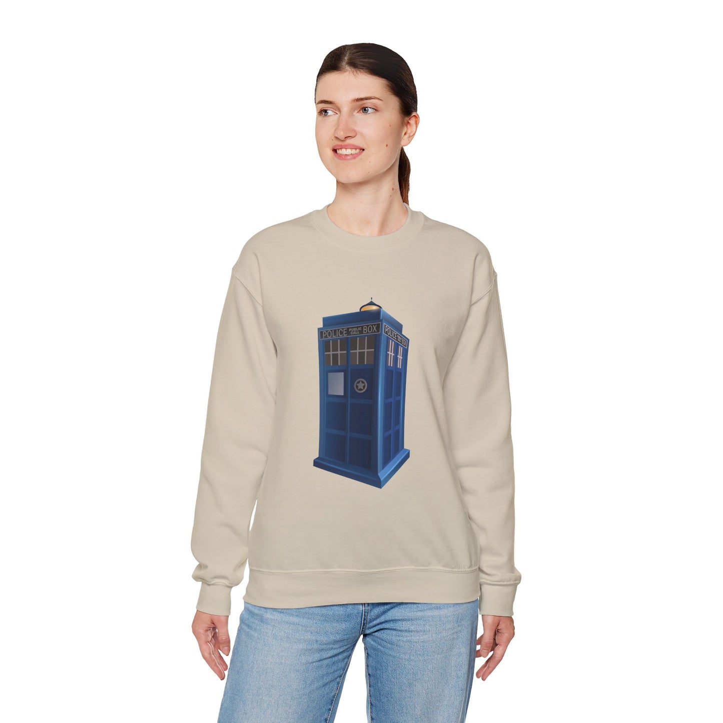 Unisex Heavy Blend™ Crewneck Sweatshirt - British Police Public Call Box - Iconic TARDIS Design