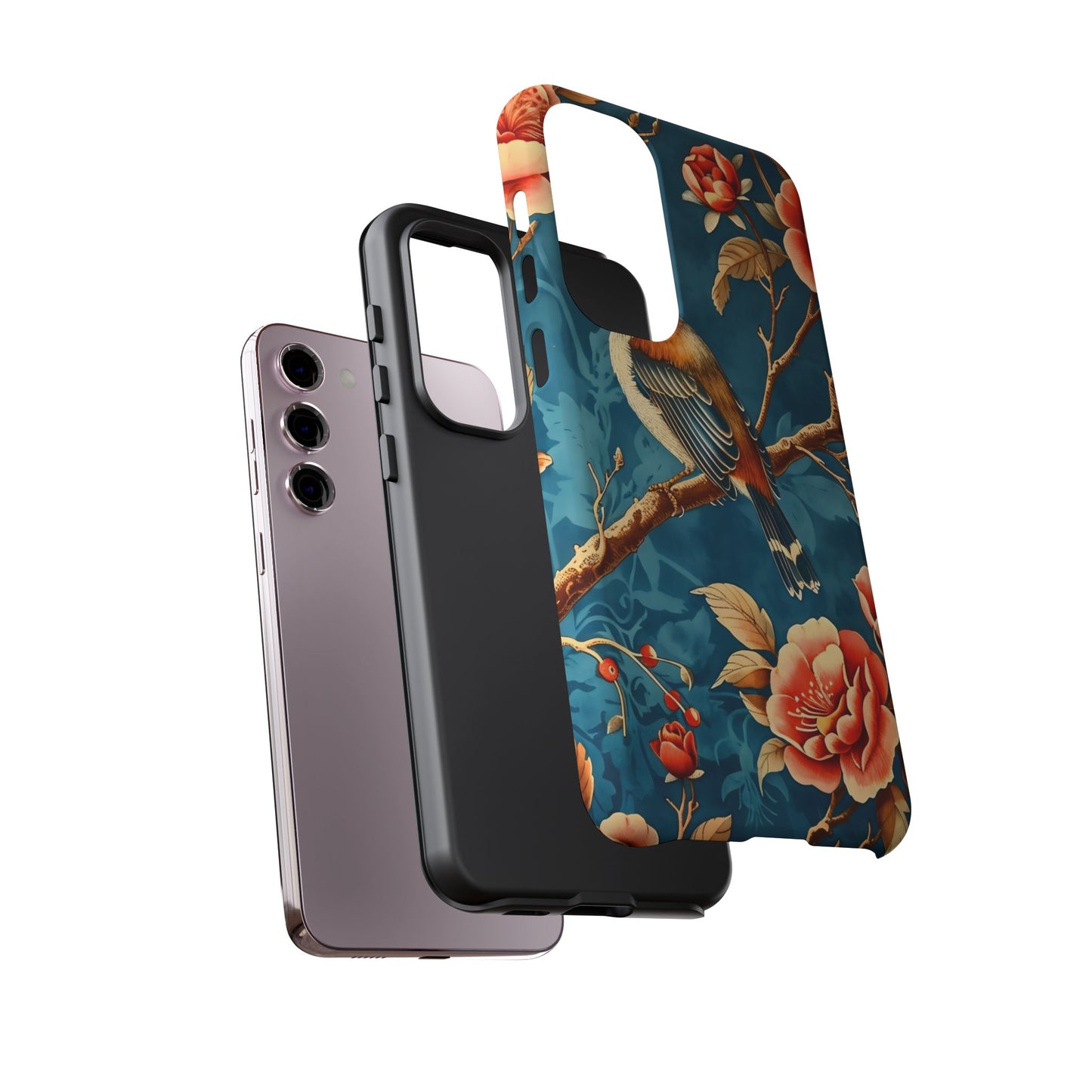 Bird & Floral Phone Case, Tough Cases for Nature Lovers, Gift for Her, Customizable Design, Vibrant Tech Accessories