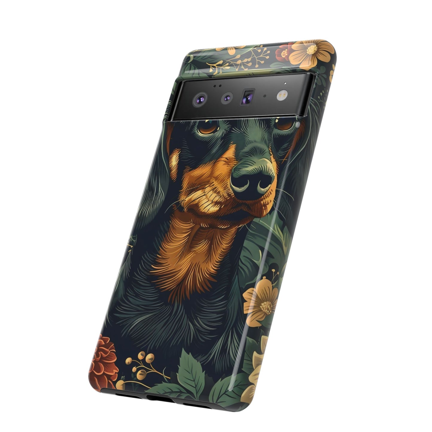 Dachshund Phone Case, Floral Pet Phone Cover, Dog Lover Gift, Tough Phone Case, Custom Dachshund Design, Unique Dog Owner Accessory