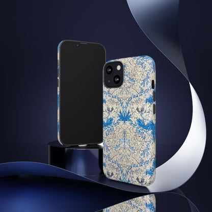 Elegant Floral Phone Case, Tough iPhone Cover, Stylish Mobile Protector, Blue Patterned Case, Unique Gift for Her