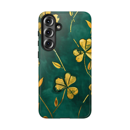 Floral Phone Case with Gold Accents, Tough Phone Cover, Stylish Phone Protector, Unique Gift for Her, Nature Lover Accessory