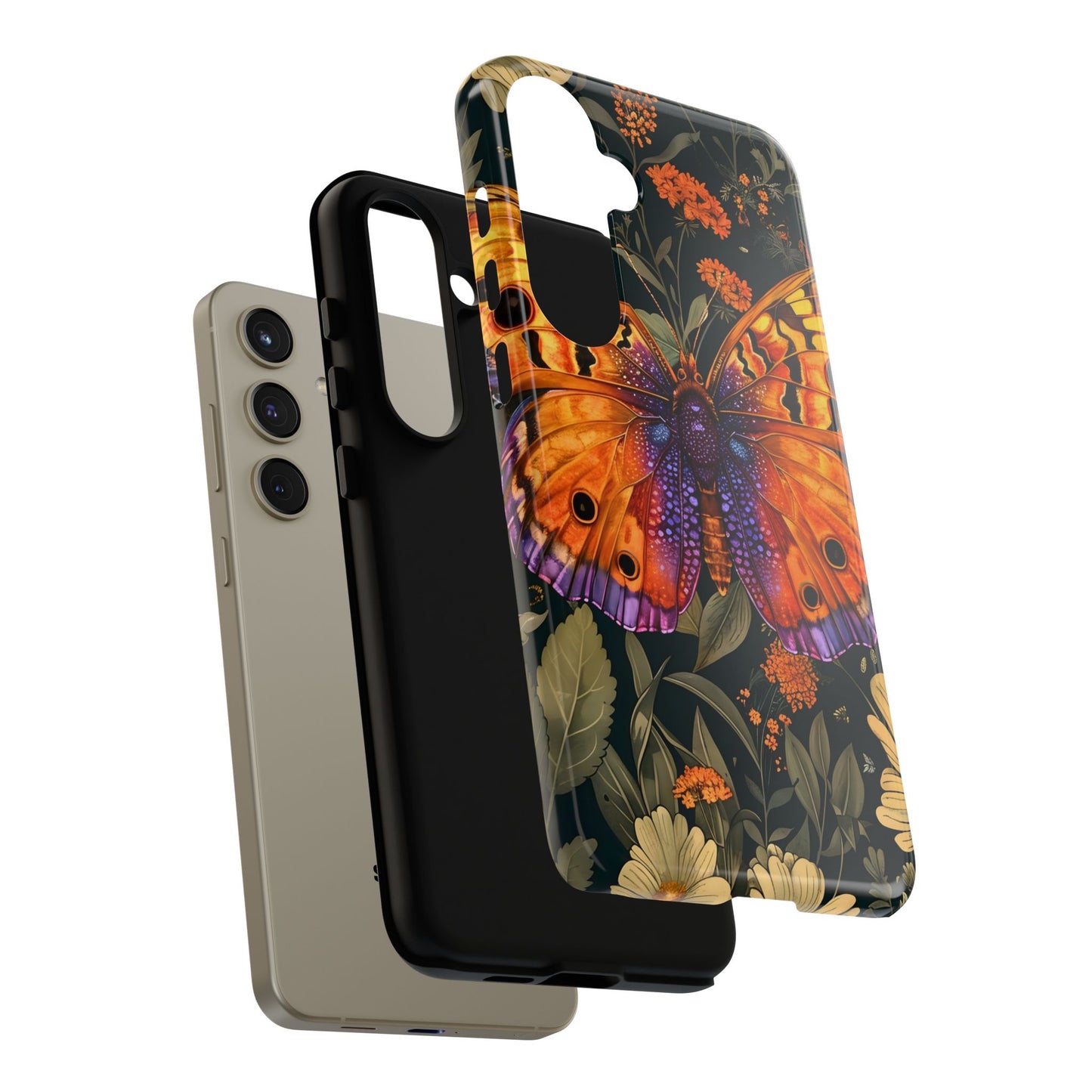 Butterfly Phone Case, Tough Cases for Nature Lovers, Vibrant Floral Design, Gift for Her, Cute Phone Accessories, Butterfly Artwork
