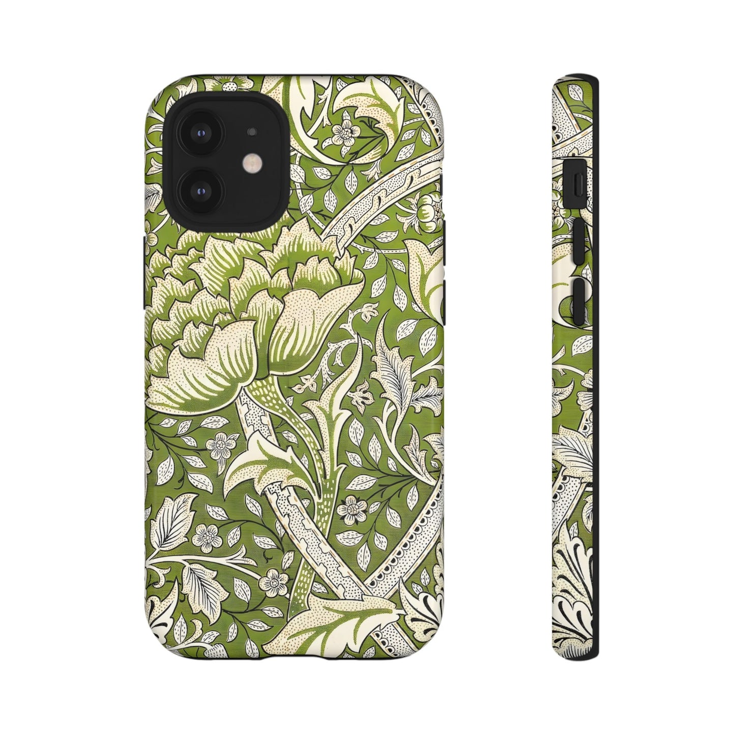 Stylish Phone Case with Floral Design, Durable Protective Cover for iPhone, Unique Gift for Birthdays, Mother's Day, Green Aesthetic